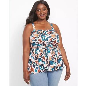 NWT Lane Bryant classic button front peplum tank with cross back 22